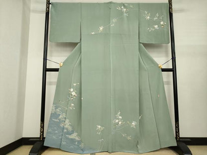 平和屋着物●十日町友禅作家　阿部佳雪 　訪問着　枝花文　正絹　逸品　AABJ1464ck
