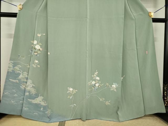平和屋着物●十日町友禅作家　阿部佳雪 　訪問着　枝花文　正絹　逸品　AABJ1464ck