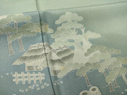 平和屋着物●十日町友禅作家　阿部佳雪 　訪問着　枝花文　正絹　逸品　AABJ1464ck