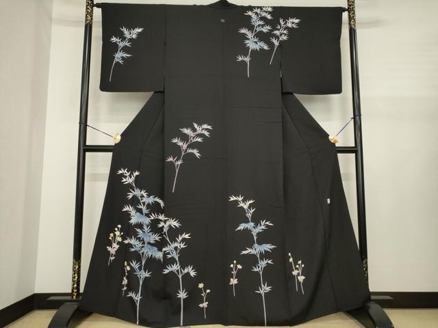 平和屋着物●訪問着　作家物　笹竹文　黒地　正絹　逸品　AABJ1465ck