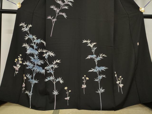 平和屋着物●訪問着　作家物　笹竹文　黒地　正絹　逸品　AABJ1465ck