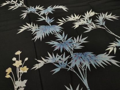 平和屋着物●訪問着　作家物　笹竹文　黒地　正絹　逸品　AABJ1465ck