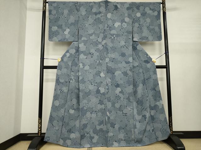 平和屋着物●江戸小紋　切嵌雪輪重ね文　正絹　逸品　AABJ1468ck