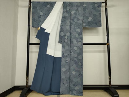 平和屋着物●江戸小紋　切嵌雪輪重ね文　正絹　逸品　AABJ1468ck