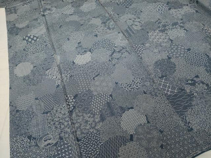 平和屋着物●江戸小紋　切嵌雪輪重ね文　正絹　逸品　AABJ1468ck