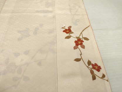 平和屋着物●訪問着　流水枝花文　正絹　逸品　AABJ1469ck