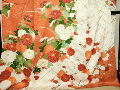 平和屋着物●豪華振袖　駒刺繍　菊　金彩　ロング丈　正絹　逸品　AABJ1473ck