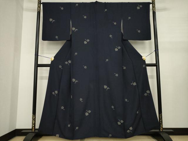 平和屋着物●上質な小紋　印伝　葵　正絹　逸品　AABJ1475ck