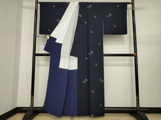 平和屋着物●上質な小紋　印伝　葵　正絹　逸品　AABJ1475ck