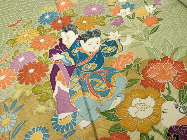 平和屋着物●豪華色留袖　唐子　金彩　正絹　逸品　AABJ1478ck