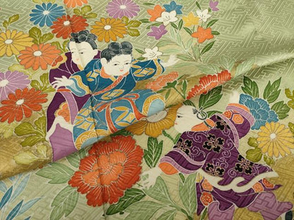 平和屋着物●豪華色留袖　唐子　金彩　正絹　逸品　AABJ1478ck