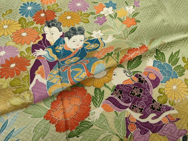 平和屋着物●豪華色留袖　唐子　金彩　正絹　逸品　AABJ1478ck