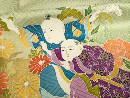 平和屋着物●豪華色留袖　唐子　金彩　正絹　逸品　AABJ1478ck