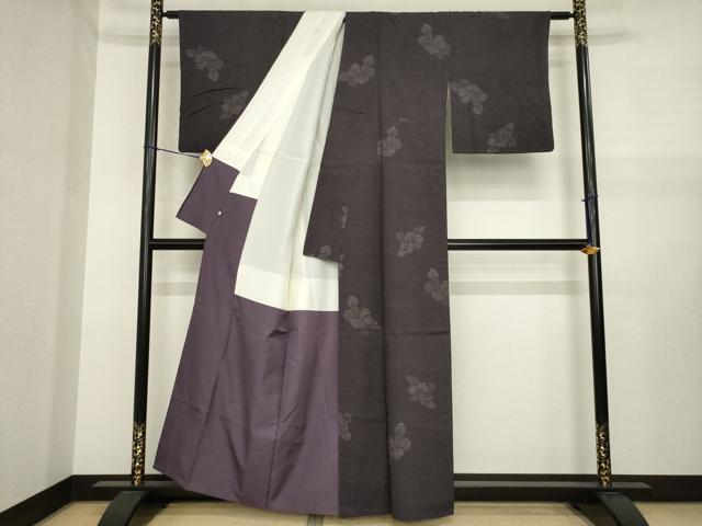 平和屋着物●本場結城紬　重要無形文化財　100亀甲　飛び亀甲柄　椿　鈴乃屋扱い　正絹　逸品　AABJ1479ck