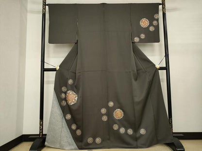 平和屋着物●訪問着　刺繍　正倉院花文　金銀彩　正絹　逸品　AABJ1480ck