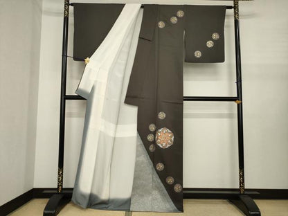 平和屋着物●訪問着　刺繍　正倉院花文　金銀彩　正絹　逸品　AABJ1480ck