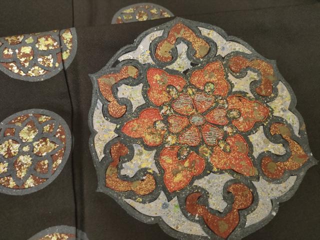 平和屋着物●訪問着　刺繍　正倉院花文　金銀彩　正絹　逸品　AABJ1480ck