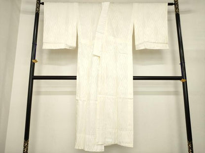 平和屋着物●長襦袢　無双仕立て　立涌花地紋　生成り色　正絹　逸品　未使用　AABJ1481ck