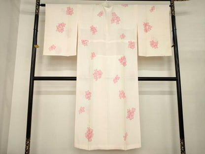 平和屋着物●長襦袢　無双仕立て　舞花文　正絹　逸品　AABJ1484ck