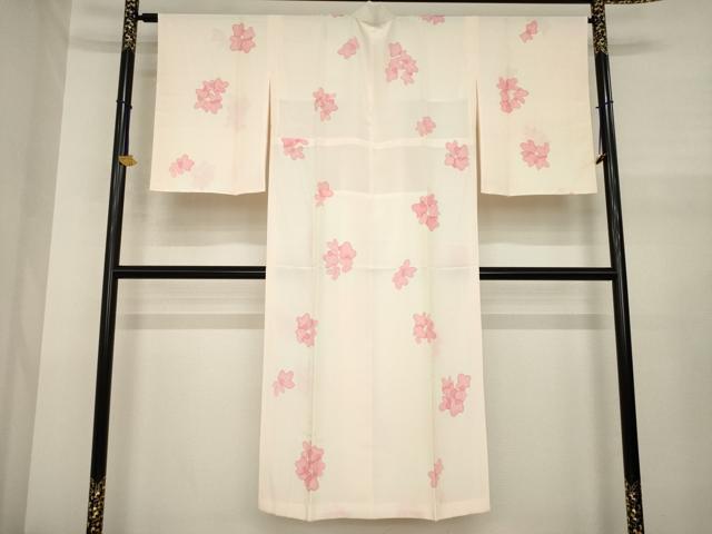 平和屋着物●長襦袢　無双仕立て　舞花文　正絹　逸品　AABJ1484ck