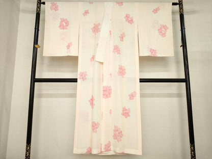 平和屋着物●長襦袢　無双仕立て　舞花文　正絹　逸品　AABJ1484ck