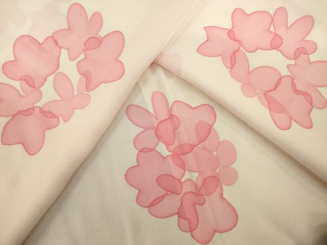 平和屋着物●長襦袢　無双仕立て　舞花文　正絹　逸品　AABJ1484ck