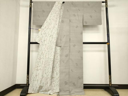 平和屋着物●東京染伝統工芸士 金田昇 結城紬 小紋 色紙重ね文 リバーシブル 80亀甲 飛び亀甲 文字文 さが美扱い 正絹 逸品 AABJ1485ck