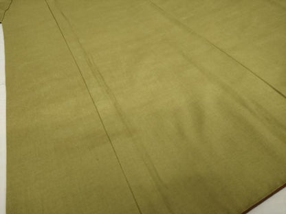 平和屋着物●結城紬　色無地　国防色　正絹　逸品　AABJ1486ck