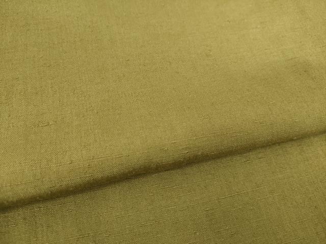 平和屋着物●結城紬　色無地　国防色　正絹　逸品　AABJ1486ck