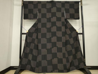 平和屋着物●上質な小紋　源氏香花文　黒地　正絹　逸品　AABJ1490ck