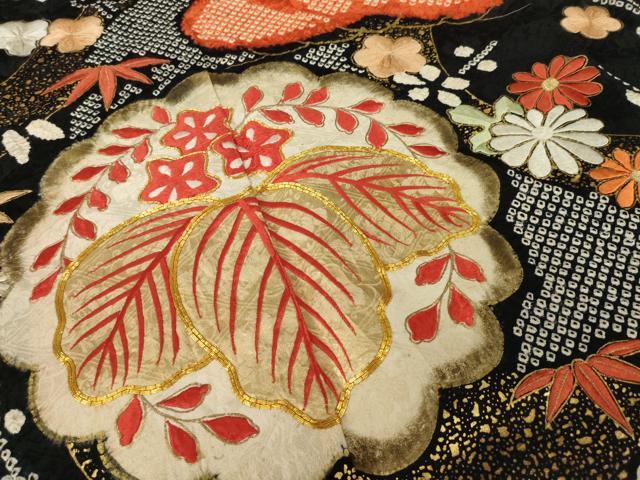 平和屋着物●豪華振袖　駒刺繍　絞り　桐　松竹梅　正絹　逸品　AABJ1491ck