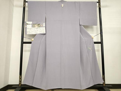 平和屋着物●上質な色無地　作家物　葡萄鼠色　反端付き　正絹　逸品　未使用　AABJ1493ck