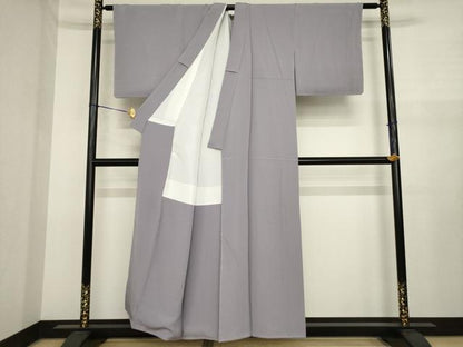 平和屋着物●上質な色無地　作家物　葡萄鼠色　反端付き　正絹　逸品　未使用　AABJ1493ck