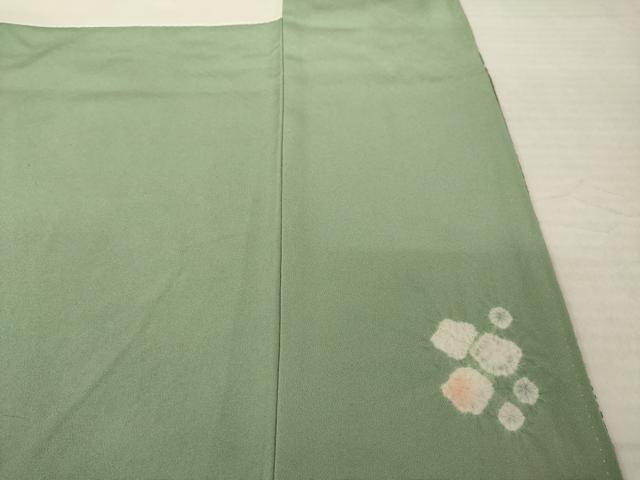 平和屋着物●十日町　名門　滝泰謹製　訪問着　絞り　雪輪重ね花文　反端付き　正絹　逸品　AABJ1494ck