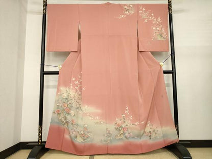 平和屋着物●訪問着　作家物　松華　枝花文　暈し染め　正絹　逸品　AABJ1495ck