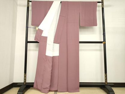 平和屋着物●上質な色無地　蘇芳香色　正絹　逸品　AABJ1497ck