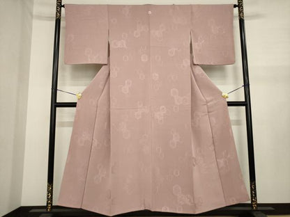 平和屋着物●上質な色無地　亀甲地紋　鴇浅葱色　正絹　逸品　AABJ1503ck