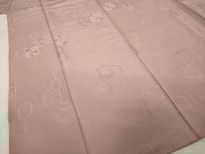 平和屋着物●上質な色無地　亀甲地紋　鴇浅葱色　正絹　逸品　AABJ1503ck