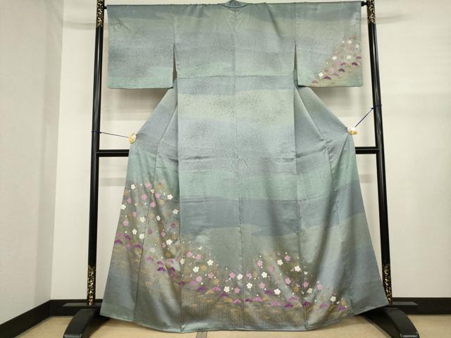 平和屋着物●訪問着　貝紫　刺繍　松竹梅　金彩　正絹　逸品　AABJ1505ck