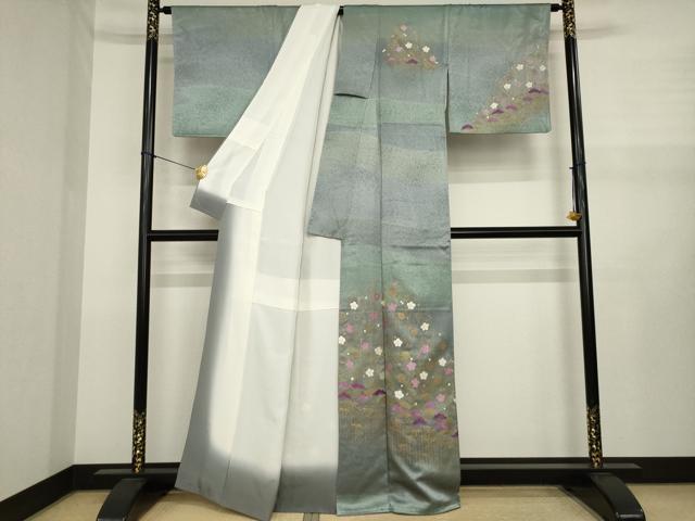 平和屋着物●訪問着　貝紫　刺繍　松竹梅　金彩　正絹　逸品　AABJ1505ck