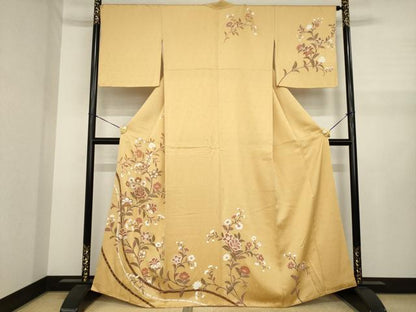平和屋着物●訪問着　更紗花文　金彩　正絹　逸品　AABJ1507ck
