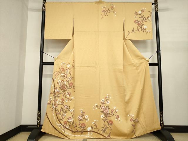 平和屋着物●訪問着　更紗花文　金彩　正絹　逸品　AABJ1507ck