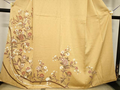 平和屋着物●訪問着　更紗花文　金彩　正絹　逸品　AABJ1507ck