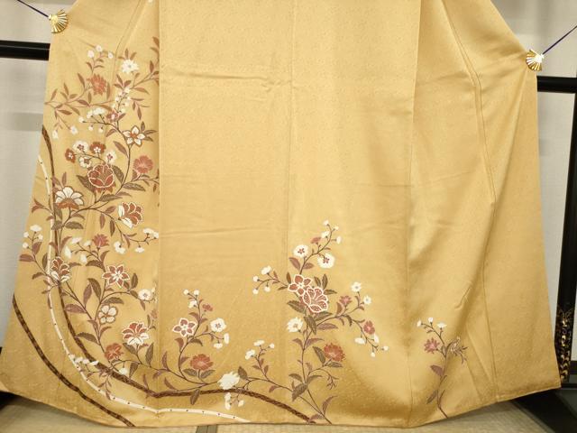 平和屋着物●訪問着　更紗花文　金彩　正絹　逸品　AABJ1507ck