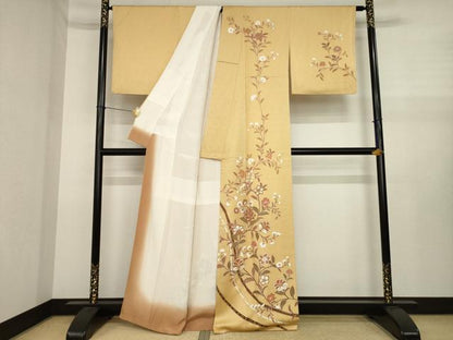 平和屋着物●訪問着　更紗花文　金彩　正絹　逸品　AABJ1507ck