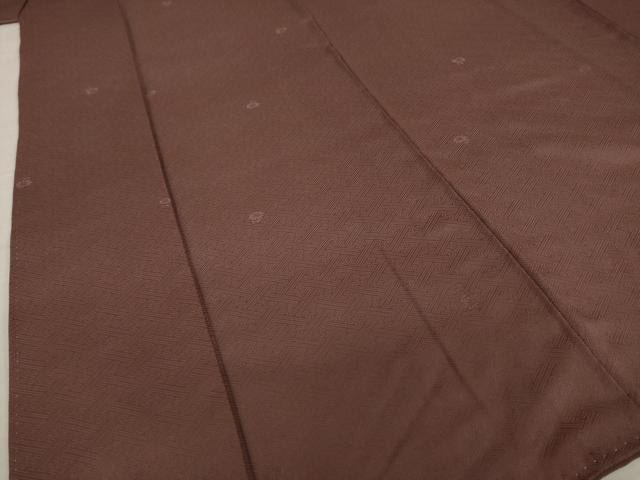 平和屋着物●上質な色無地　紗綾形花地紋　紅檜皮色　正絹　逸品　AABJ1508ck