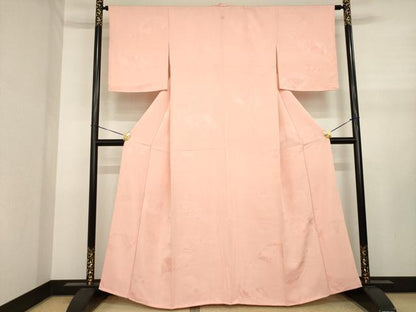 平和屋着物●上質な色無地　地紙花地紋　宍色　正絹　逸品　未使用　AABJ1510ck