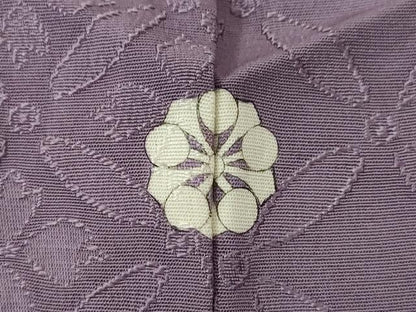 平和屋着物●上質な色無地　七宝花地紋　葡萄鼠色　正絹　逸品　AABJ1516ck