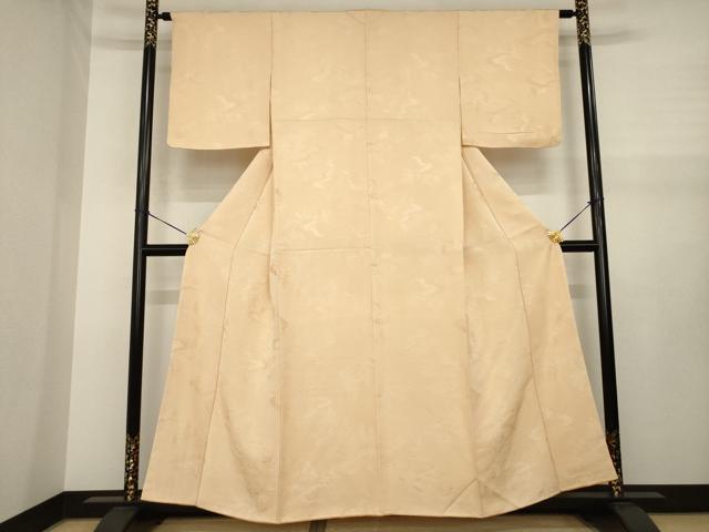 平和屋着物●上質な色無地　雲重ね花地紋　雄黄色　正絹　逸品　未使用　AABJ1518ck