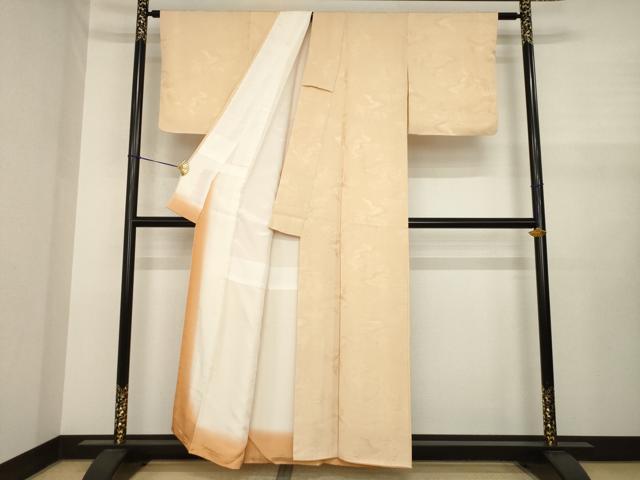 平和屋着物●上質な色無地　雲重ね花地紋　雄黄色　正絹　逸品　未使用　AABJ1518ck